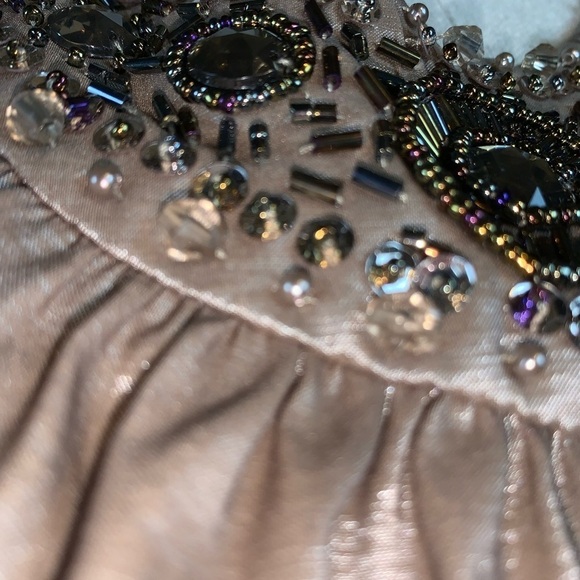 R & M Richards NWT size 14 plus size Mermaid Metallic Taupe Formal Gown wedding - Picture 7 of 15